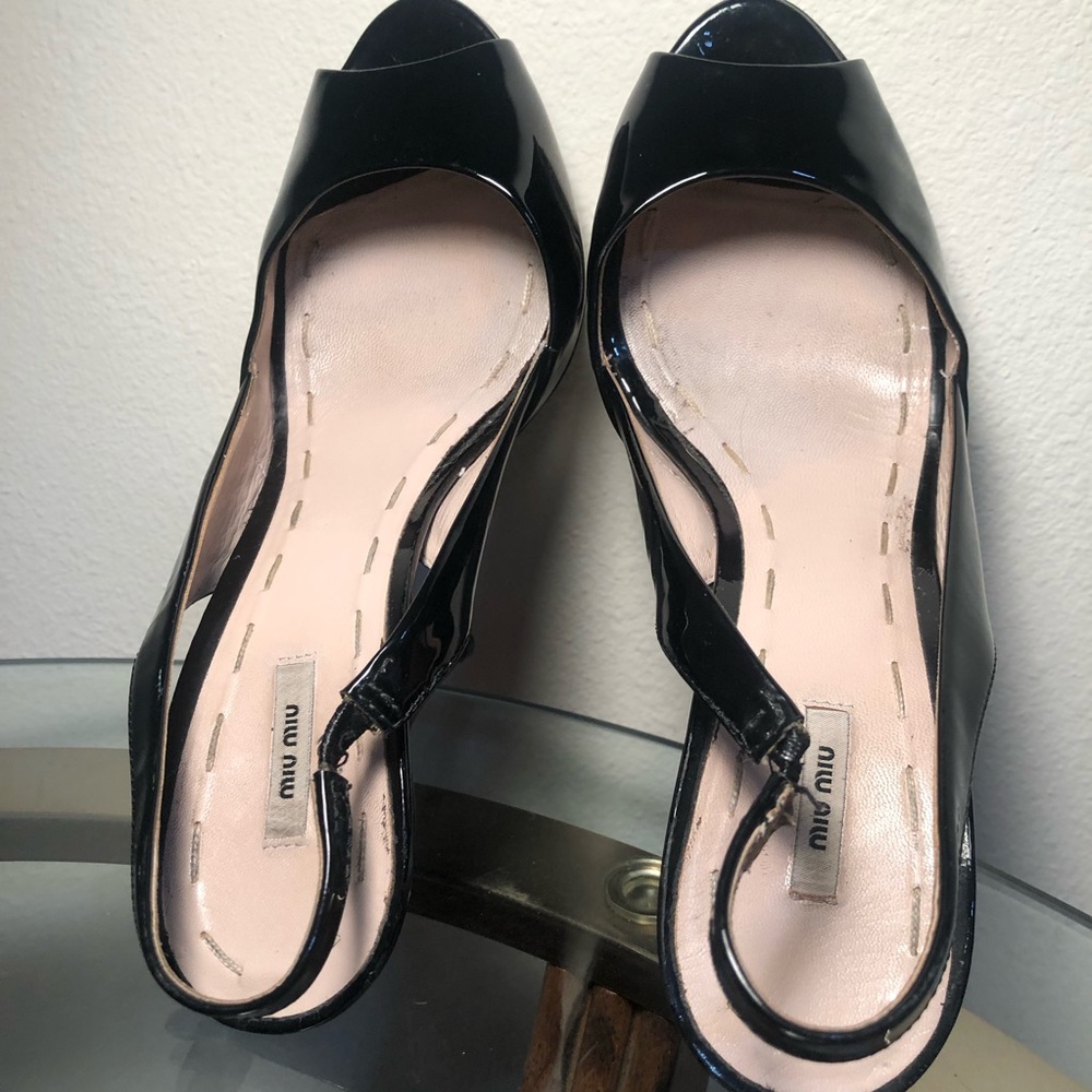 Miu Miu SZ 38 Stunning Heels Black Slingback - Picture 7 of 8